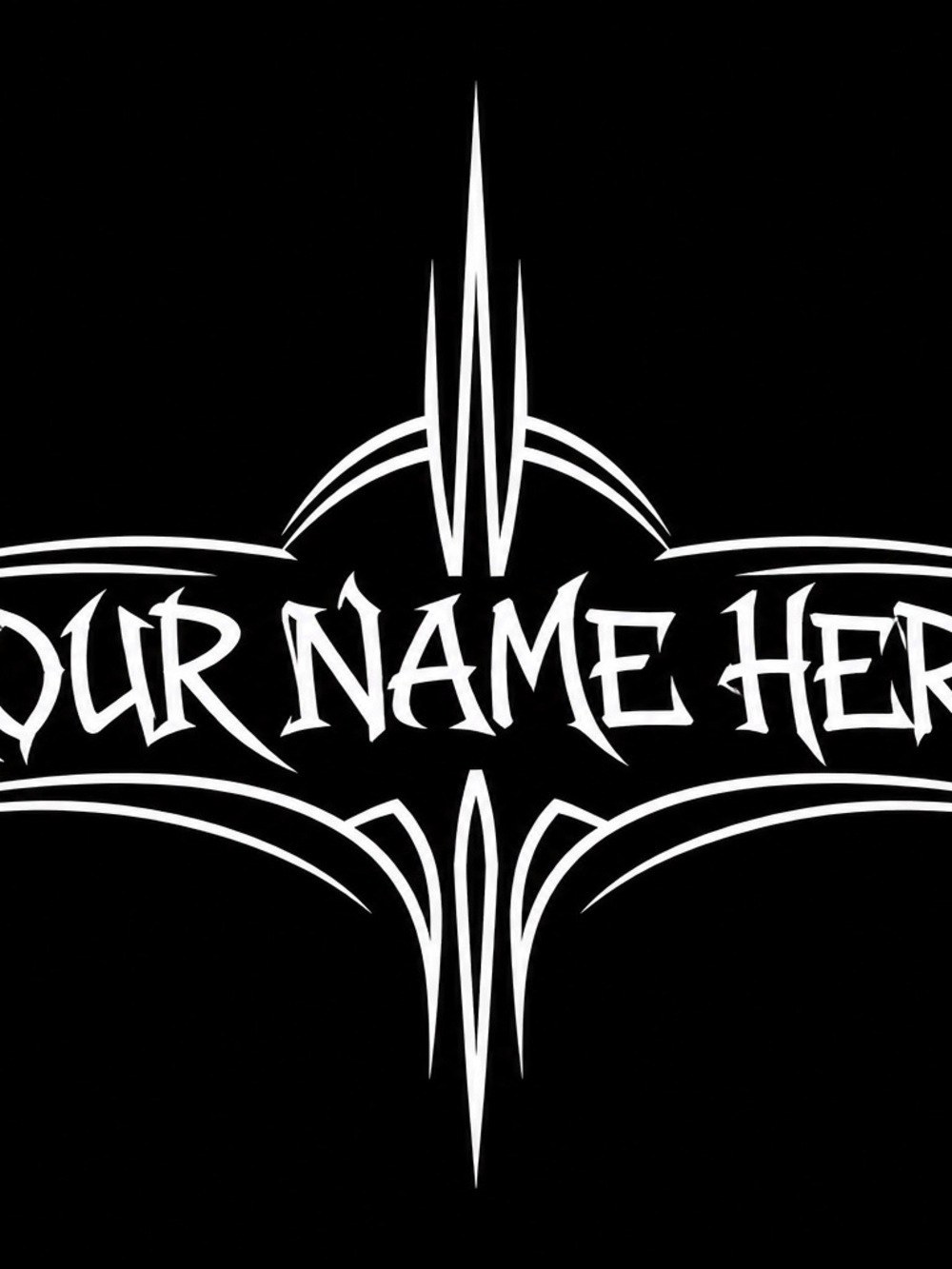 Customizable Gothic Name Graphic - White on Black